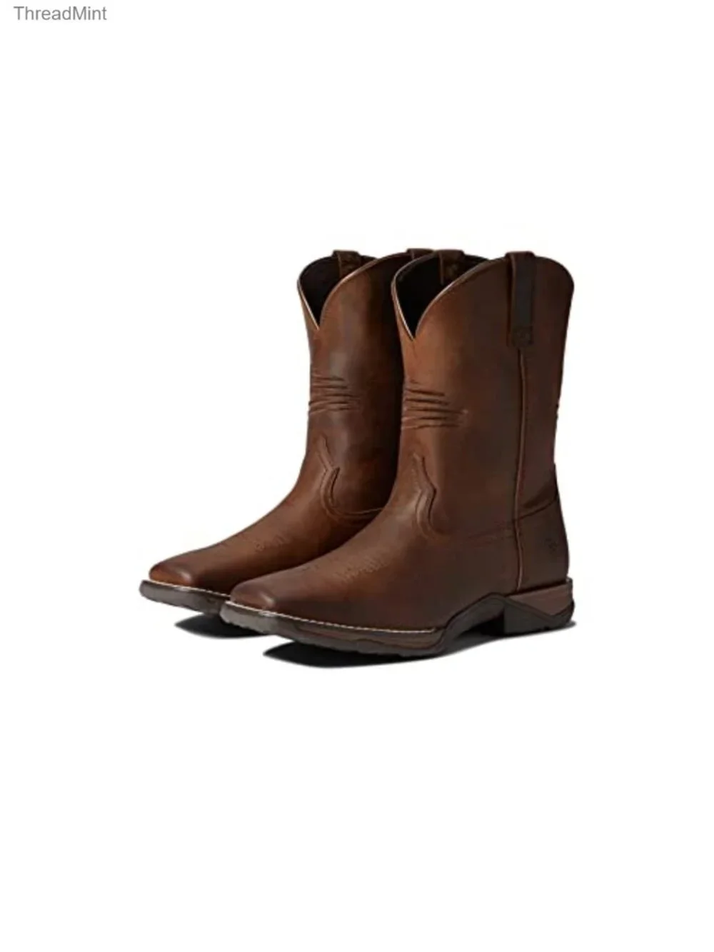 Little/Big Kid Western Boots Full Grain Leather Square Toe Pull-On Water